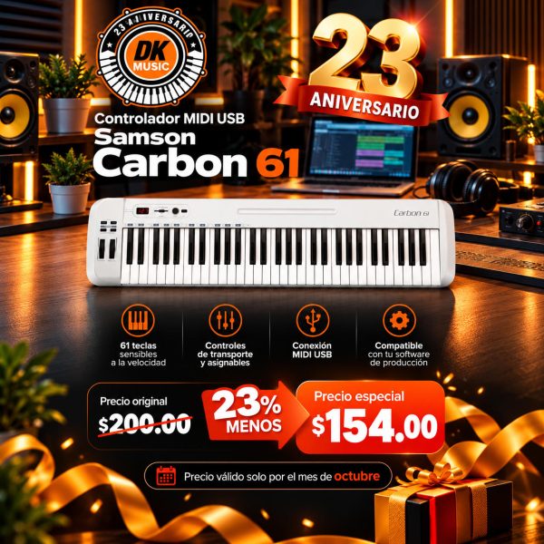Controlador MIDI USB Samson Carbon 61