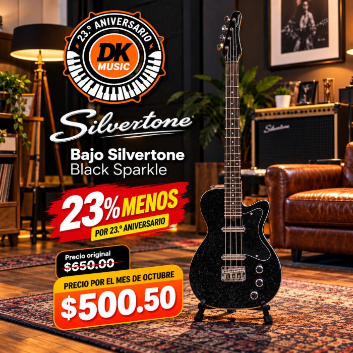Bajo Silvertone Black Sparkle