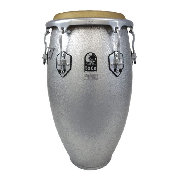 4612-12FS Custom Deluxe Fiberglass Congas – Silver Sparkle 12.5″